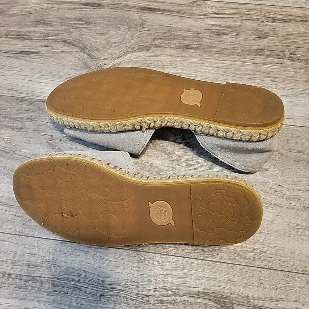 Born Drilles‎  Suede Sandals Espadrilles, Womens 6.5M Gray Open Toe Slip-On